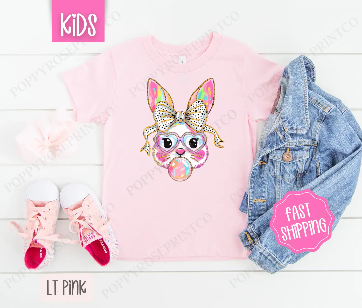 Bubble Bunny Kids Shirt - Easter Children's Tshirt - Cute Youth Tee Gildan