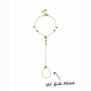 Cider 18K GOLD PLATED RHINESTONE DECOR HAND CHAIN BRACELET