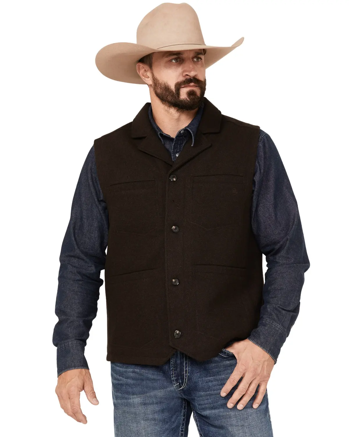 Blue Ranchwear Men's Men'S Wool Mackinaw Vest - Brho22v04-Brn