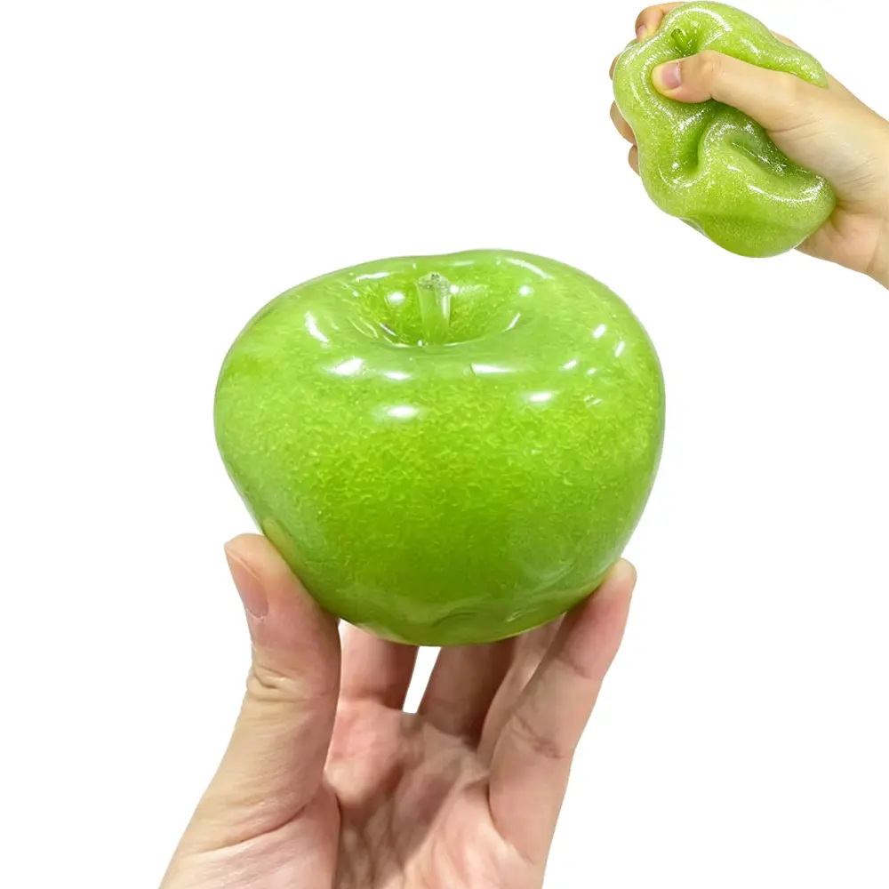 ASMR Slushie Green Apple Squishy Toy - Moldable Non-Rebound Crunchy Fidget Toy | Perfect for Medium GripStrength, Satisfying Crunchy Sensory Fidget Ball, Soft Squeeze Stress Relief Set, Calming Anxiety Toy for Desk & Travel, Kids' Birthday Gift,Cute Toy