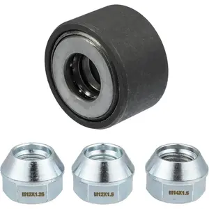 Universal Wheel Stud Installer Tool, Tire Stud Tool, M12x1.25, M12x1.5, M14x1.5, Iron, with 3/4" Hex Wheel Lug Nuts, Silver Tone, 1 Set