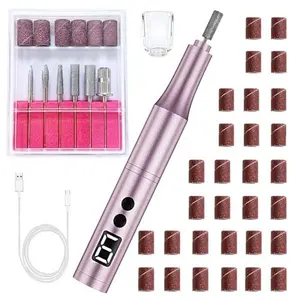 Professional Cordless Nail Drill Kit for Gel & Acrylic Nails, Electric Nail File with 5 Metal Bits, 30 Sanding Bands & Dust Cover - Manicure Pedicure, Callus Removal, Salon & Home Use (Pink)