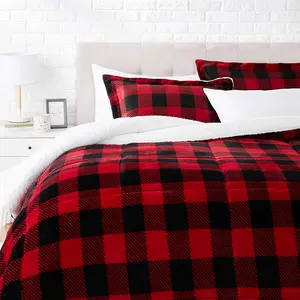 3-Piece-Soft Micromink Bedding Set, Warm All Season Comforter, King, Red