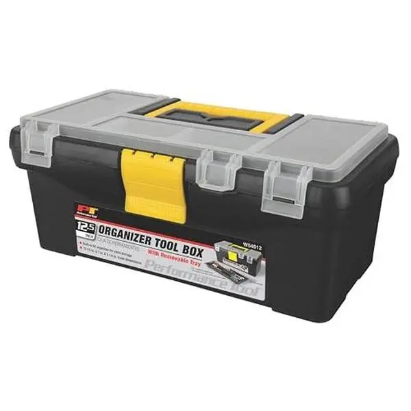 Performance Tool W54012 Heavy Duty Plastic Organizer Tool Box for Workshops and Garages, Black, 12.5-Inch