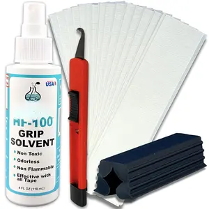 Premium Golf Grip Kit for Golf Club Regripping - 15 Premium 2"x10" Golf Grip Tape Strips, Rubber Vise Clamp, & 4 oz HF-100 , Non-Flammable, Odorless Golf Club Grip Solvent