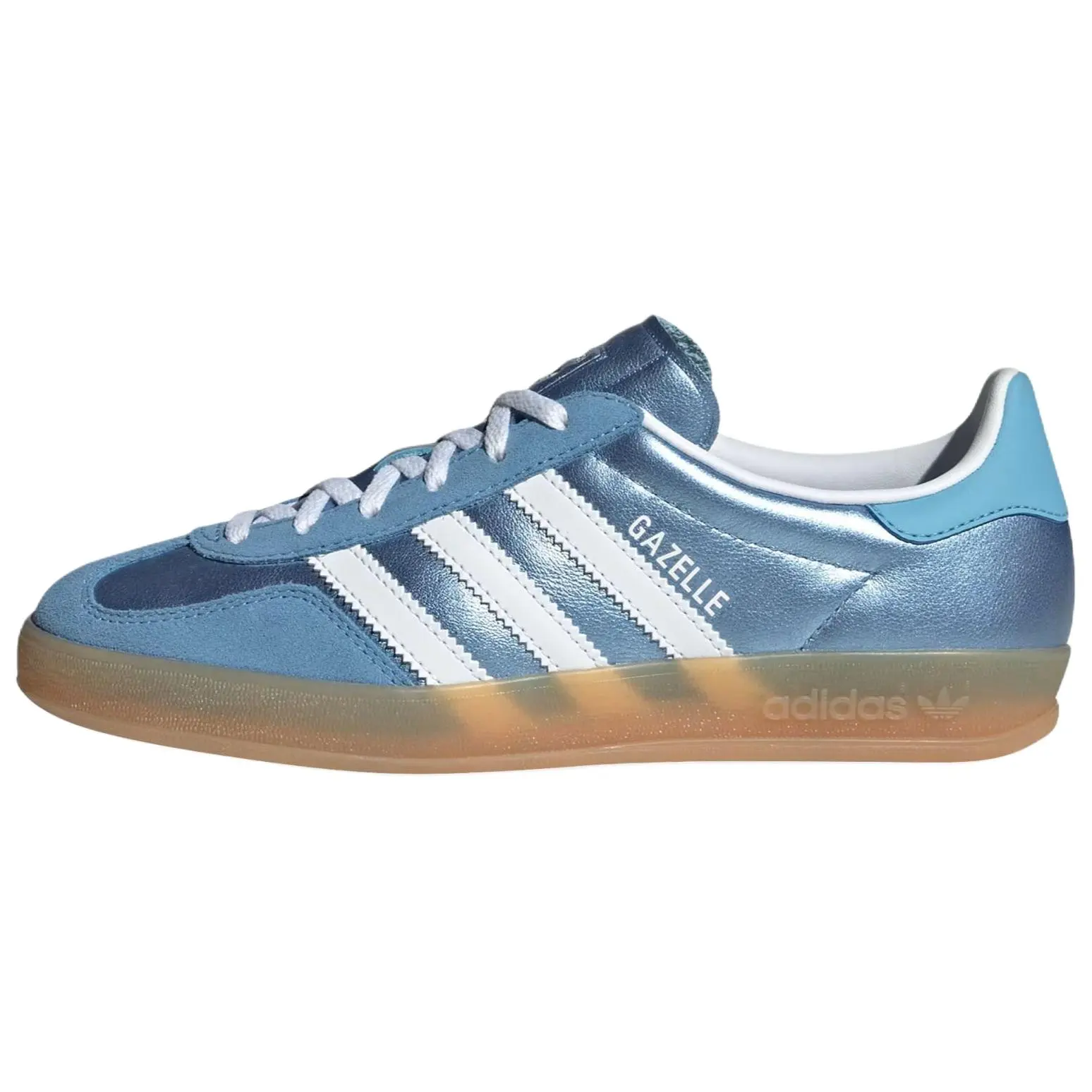 Women's Adidas Originals Gazelle Indoor Low-Top Sneakers - Blue and White, Stripes, Rubber Sole, Textile Lined, Comfortable, Versatile, Durable Maison Mihara Official Shoes