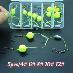 5pcs/box European Style Double Hook Bottom Fishing Set, Complete Anti-Tangle Short Hook Line with Floats, Carp Fishing Gear, Fishing Stuff