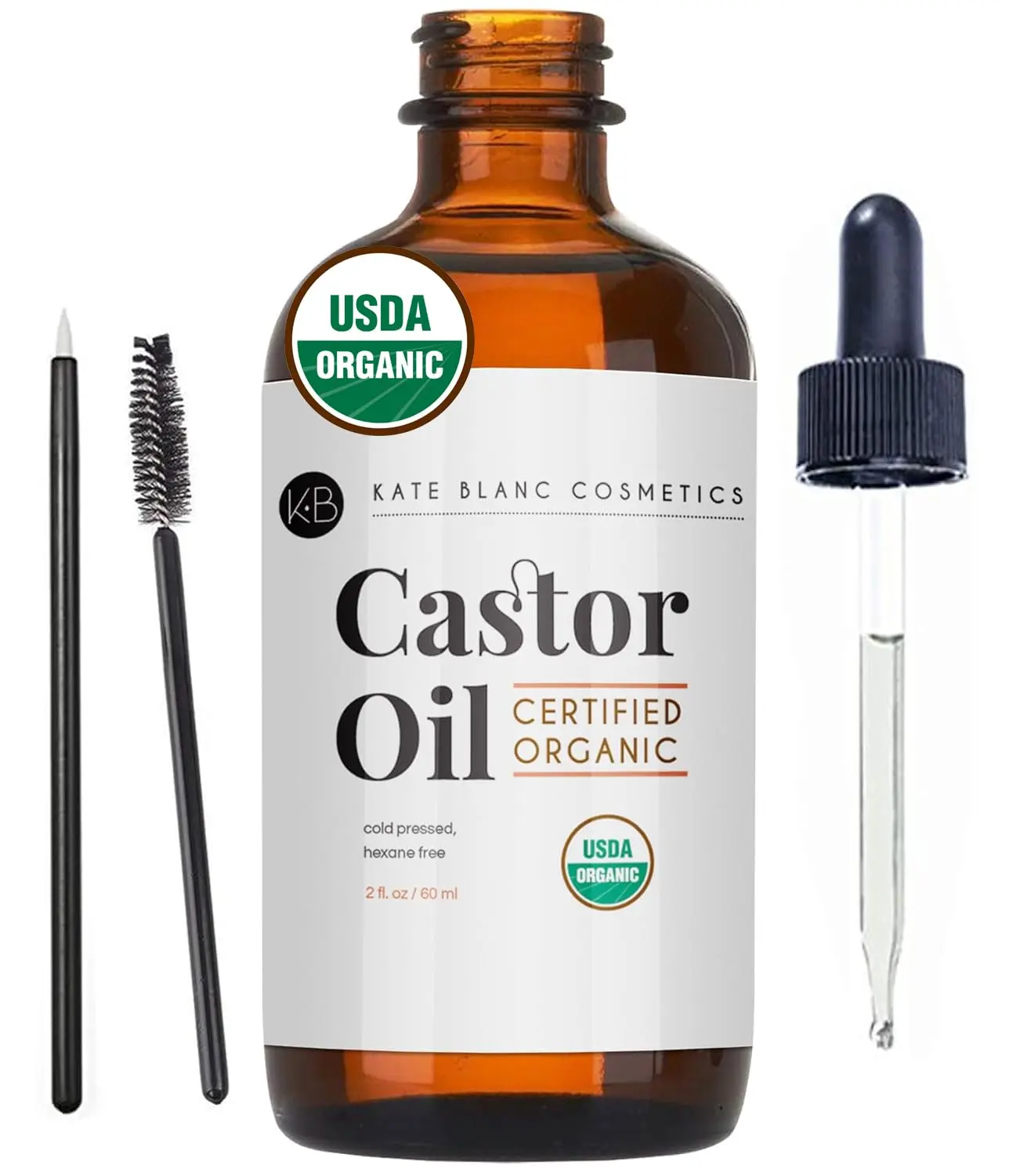 100% Pure Organic Cold-Pressed Hexane-Free Castor Oil Serum (2oz with Dropper) - Moisturizing, Hydrating Hair Oil for Dry Hair, Daily Haircare Treatment, External Lash Use