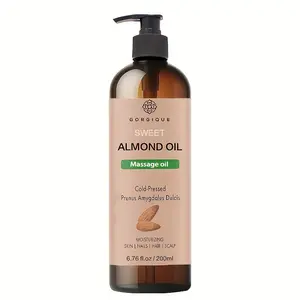 200ml/6.76fl.oz - Sweet Almond Oil - Cold Pressed - Body Massage Oil - Hair and Nail Care Oil, Hexane Free, Suitable for all dry and sensitive skin types, Suitable for men and women, Mother's Day, Valentine's Day gift. Friend body oil Cosmetic