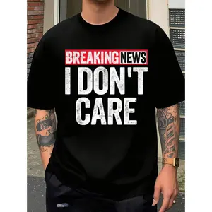 Bold Printed T-Shirt with "Breaking News I Don't Care"