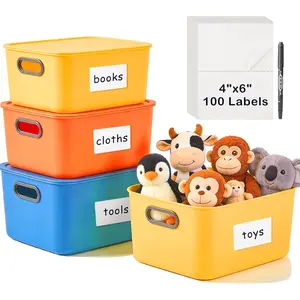 4x6 Inch Removable Storage Bin Labels 100 count (50 Sheets) with 1 Double-Ended Marker, Water Oil  Resistant No  Matte White Labels for  Organization, Packing & Storage Bins