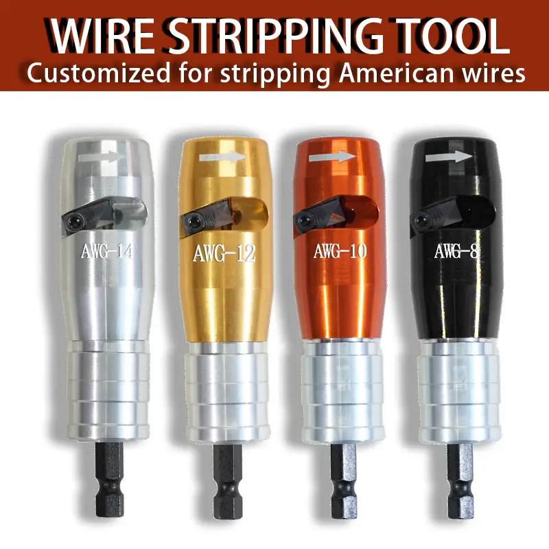 5-Gen Fast Wire Stripper for Quick Stripping of AWG Wires - Electrician Tools, Aluminium Alloy & Tungsten Steel, 4 Gauges