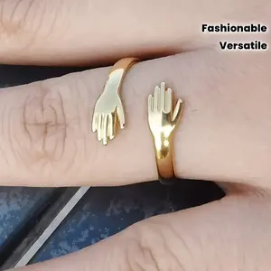 2pcs Fashionable Personalized Hug Rings, Adjustable Open Design, Versatile Daily Wear, Perfect for Special Occasions
