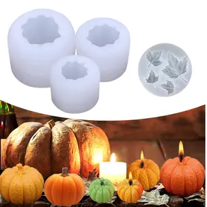 [Hand Tools Kits] Pack of 4 Pumpkin Candle Molds Set,3D Pumpkin Silicone Molds for Epoxy Resin Casting,Thanksgiving Halloween DIY Art Gifts Home Decor