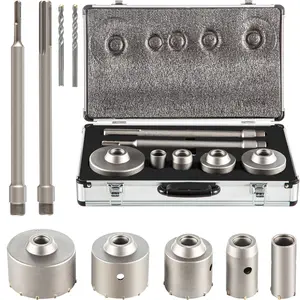 fathersdaygift VEVOR Concrete Hole Saw Kit, 1-2/11, 1-3/5, 2-9/16, 3-5/32, 3-15/16 Drill Bit Set SDS Plus SDS MAX Shank Wall Hole Cutter with a 4-1/3 Connecting Rod for Concrete, Cement, Stone Wall, Ma