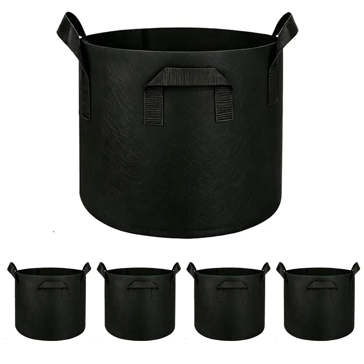 ECOS INNOVATION Simple Deluxe Grow Bags 5 Gallon 5 Pack Planter Pots with Handles, Thickened Nonwoven Fabric Aeration Cloth Bag, Heavy Duty Gardening for Tomoato, Potato, Vegetable, Herbs and Flowers, Black