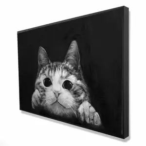 212 MAIN Black-Framed Curious Cat Artistic Print - 24x36 in. Wall Art, Living Room Home Decor, Decoration, Ideal Gift for Home Supplies Enthusiasts