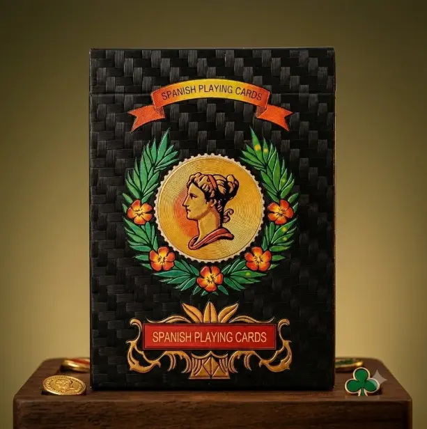 Luxury Gold Foil Baraja Espanola Black and Gold Spanish Playing Cards Elite Cultural Aesthetic Deck for Briscas Mexican Games and Poker