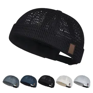 Men's Mesh Brimless Cap with No Brim, Summer Docker Cap Beanie Hat Flip Sailor Skullcap Breathable