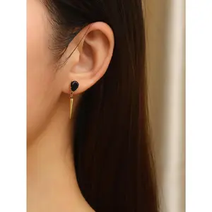 Luxury Black & Gold | Water Drop Zircon Spike Earrings | Date Night Essential