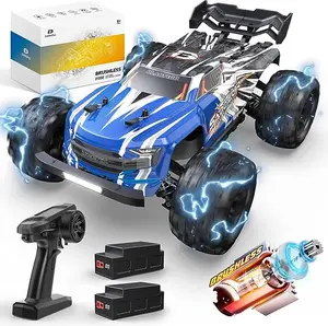 DEERC H16E Brushless Extreme High Speed RC Truck, Max 70kph, 1:16 4X4 RTR Fast RC Cars, All Terrains RC Monster Truck, 2 Li-po Batteries Rock Crawler Remote