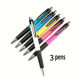3-pack/6-pack AH-505 classic retractable office ballpoint pen, 0.7mm pen tip, smooth writing, blue pen core, detachable and replaceable pen core, suitable for students to do homework