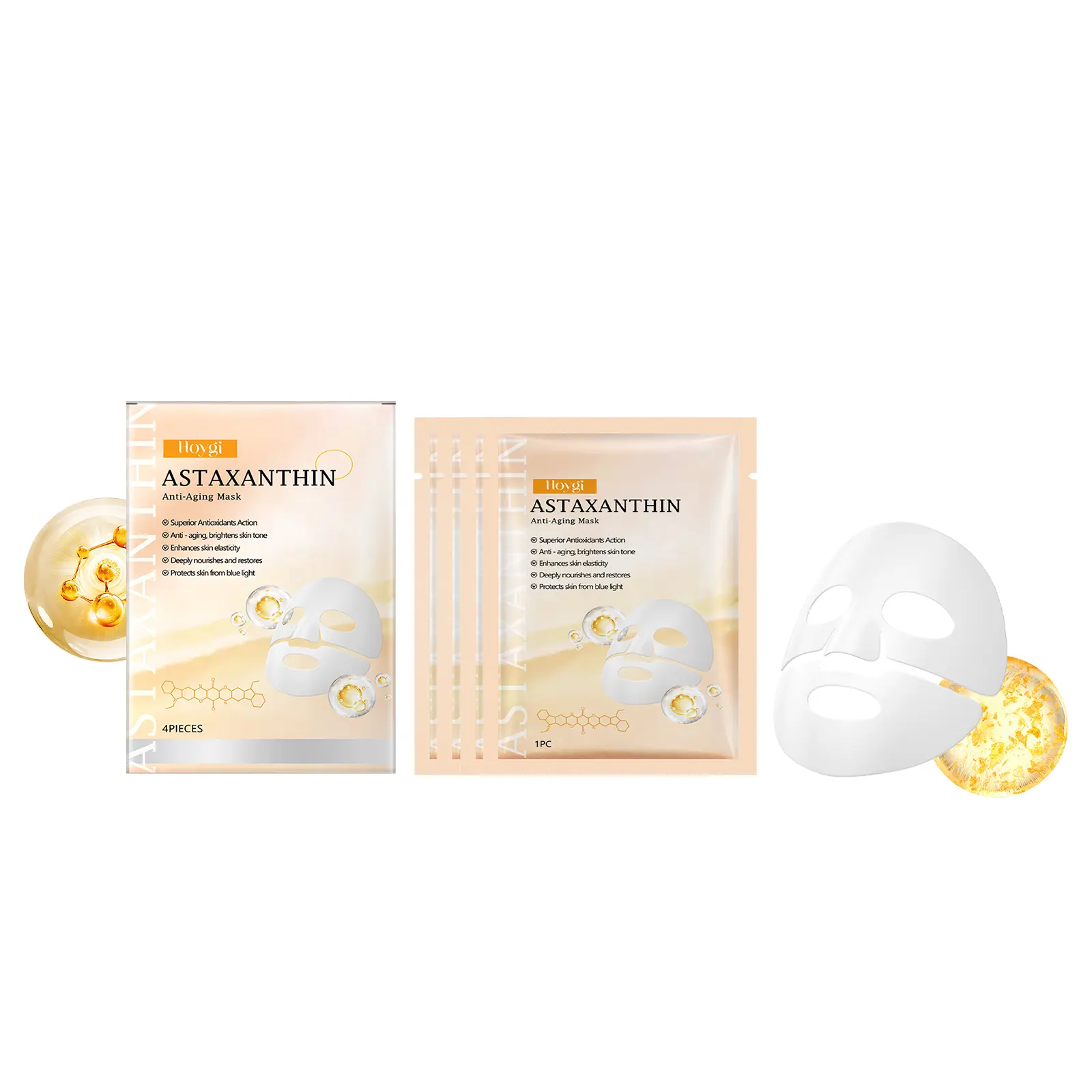 Hoygi Astaxanthin Anti-Aging Mask (Box Set) Is A Gentle, Fine, Tender, Moisturizing And Hydrating Facial Mask Moisture Moisturize free shop samples mascarillas para la cara Deep Moisture Collagen Facial Masks