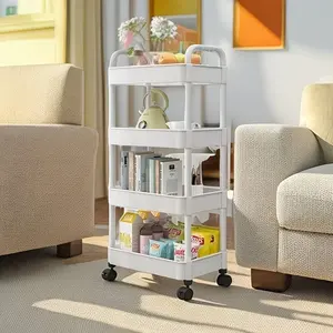 4-Tier Rolling Storage Cart, Space-Saving Narrow Design, 360° Swivel Wheels, Durable Racks Organiser for Kitchen, Bathroom, Bedroom, Nursery, Home Storage