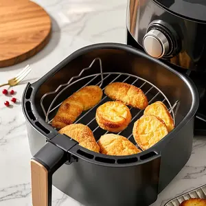 Air fryer grill rack, 1 grill rack with 4 barbecue forks, air fryer accessories, 2-in-1 grill rack and steam rack, suitable for cooking, baking, oven, microwave, air fryer, Kitchen