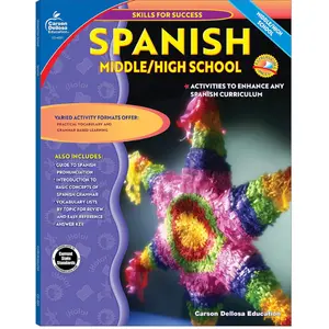 Carson Dellosa Skills for Success, Spanish Workbook for Middle School and High School Students, Learning Spanish Practice and Activity Book for Classroom or Homeschool Curriculum