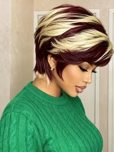Short Pixie Cut Wig Human Hair 613/99j, Wavy, Natural Look, Lightweight Design, Perfect for Daily Wear & Special Occasions
