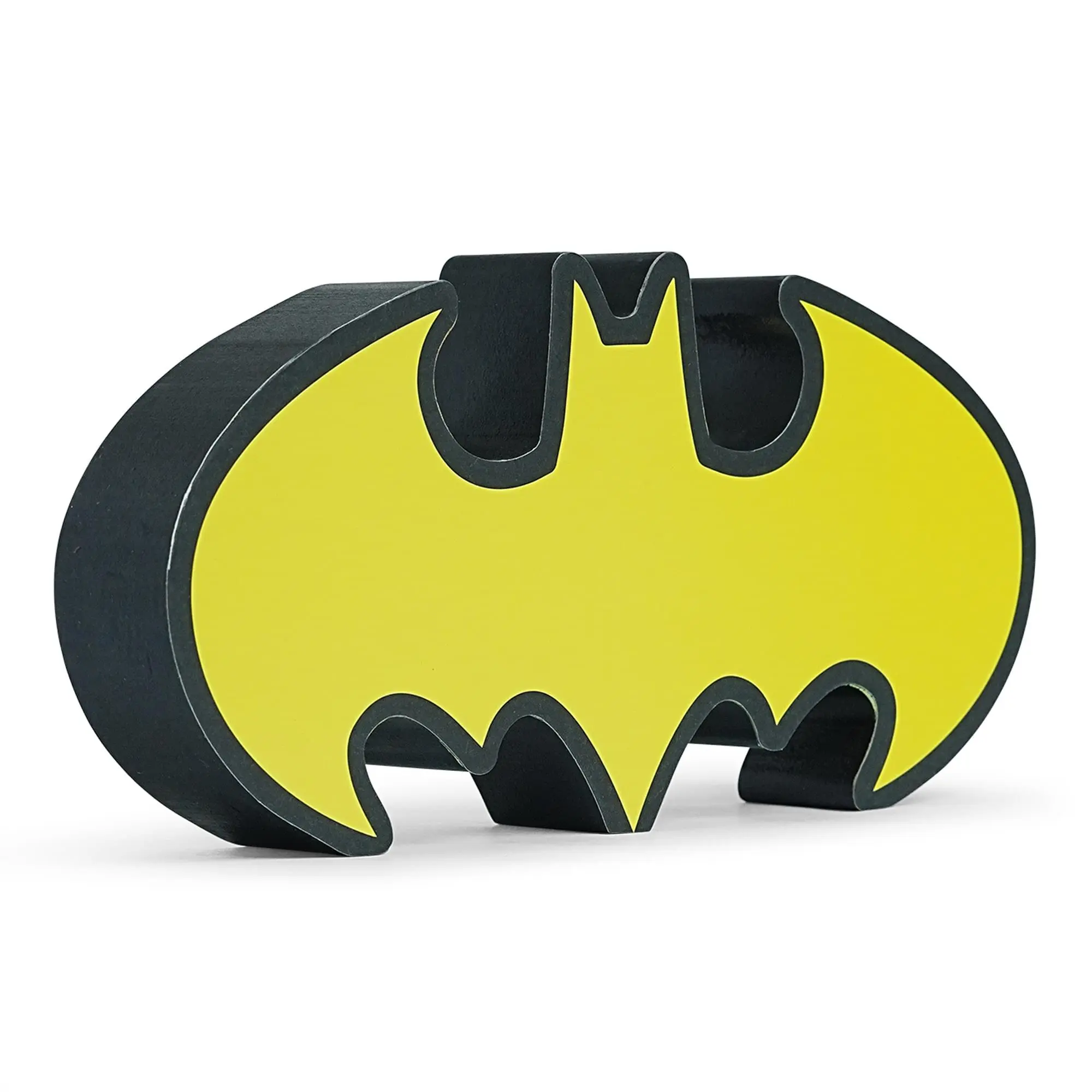 DC Comics Batman Emblem Die-Cut Wooden Wall Art Sign, 4x8 in Home Decor Print for Room