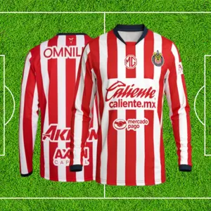 2425 Home Jersey Vintage Red and White Stripe Long sleeves Top Football Jersey