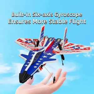 RC Plane Amphibious Fixed Wing Glider Fighter Toy Model with LED light- Perfect Birthday or Children's Day Gift, 3 built-in batteries Remote Control Jet