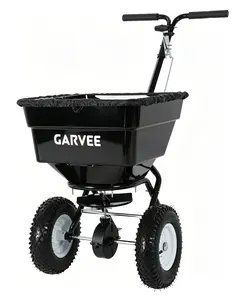 Heavy Duty 125 lbs Tow Behind Broadcast Spreader – 9.8FT Spreading Width, Dual Auto-Stop Impeller, 30 Adjustable Settings, Global Hitch for UTV/ATV/Mowers – Lawn & Garden Seeder for Fertilizer, Seed, Salt, Ice Melt