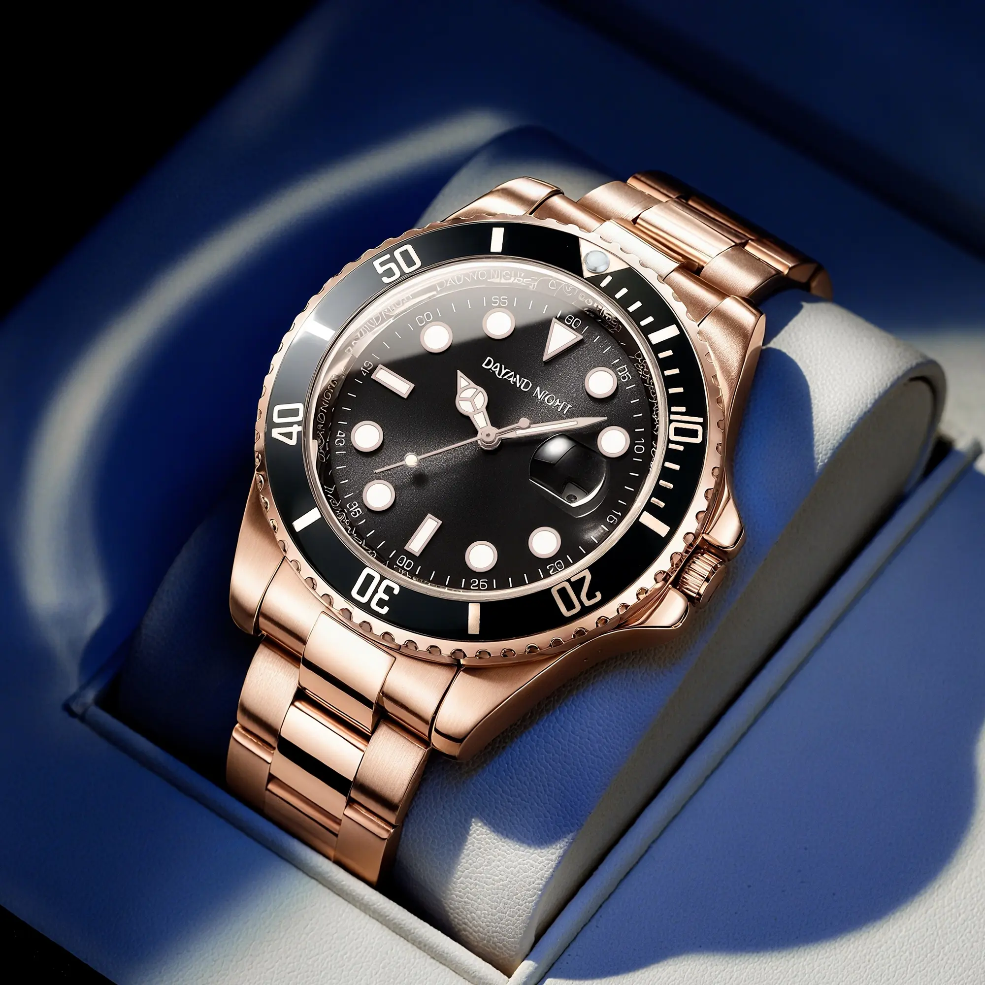 Dayand Night Dual-Time Men's Watch, Stainless Steel & Ceramic Bezel, Luminous, Calendar, Mineral Glass Dial, Ideal for Business & Daily Use, Perfect Gift for Valentine’s Day, Anniversary & Birthday, Luxurious Quartz Watches, All-Metal Quartz Watches