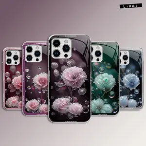 Night Dew Flower for【All iPhone】Elegant Electroplating Glass Case--975