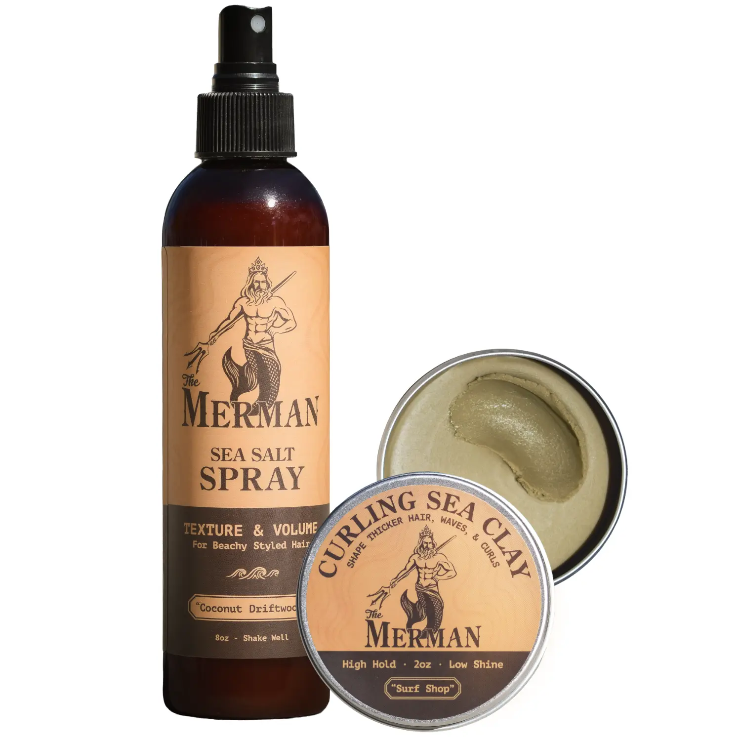 Sea Salt Spray & Curling Sea Clay Bundle for Men's Hair | Texture, Volume, Shape & All-Day Hold