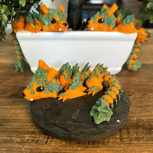 Pumpkin Dragon (3D Printed, Articulating, Decoration)