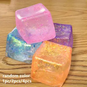 1/2/4p Maltose Cube Stress Squishy Toy, Decompression Vent Ice Cube, Anti Stress Slow Rebound, Colorful Squeeze Tpr Toy, Stress Cubes