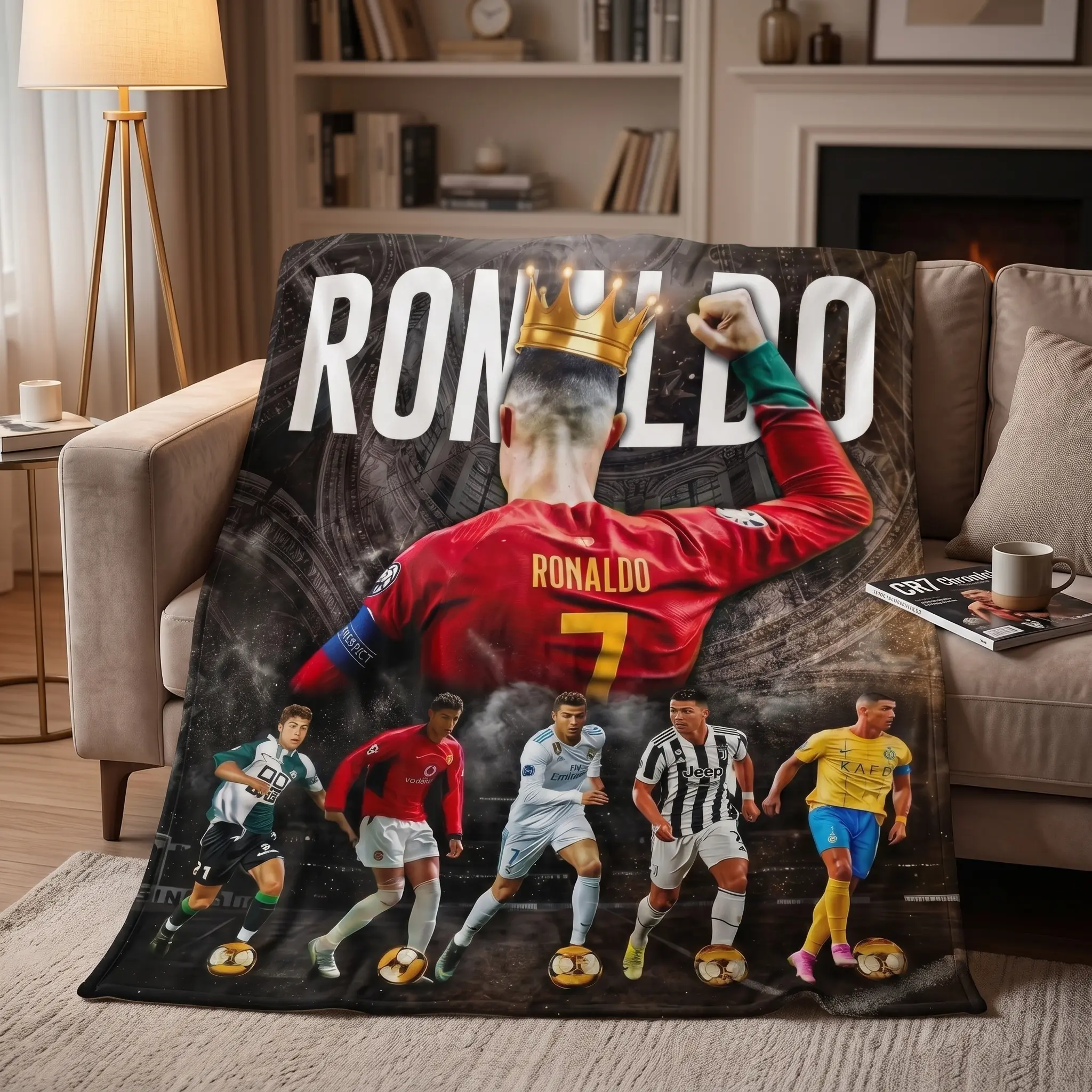Cristiano Ronaldo Celebrity Sports-Themed Print Blanket - Gentle Soft, Cozy Throw, Leisure, Decorative Blanket Gift - Durable, Ideal for Sofas, Watch Parties, Football Fashion Enthusiasts, Cozy Throw Blanket
