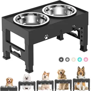 Bow wow Boost- Elevated Dog Bowls (5 Adjustable Heights with 2 Stainless Steel Dog Bowls)