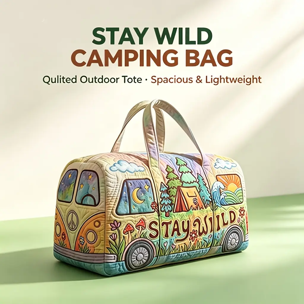 Women's Tote Bag, Quilted Weekend Travel Bag, Large-Capacity Handbag Unisex Gym & Travel Bag, Practical Storage Bag for Family Camping and Picnics