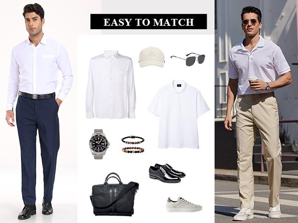 COOFANDY Men Classic Fit Dress Pant Casual Wrinkle Flat Front Pant Stretch Suit Pant