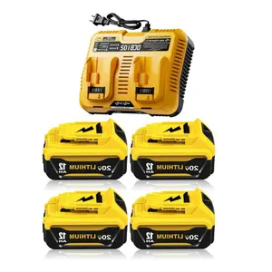 4 Pack DeWalt 20V 12.0Ah Replacement Battery and Charger– Compatible with DCB206-2/DCD985B/DCS355D1, Cost-Effective Yellow Lithium Battery