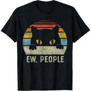100 Percent Cotton Retro Cat Funny Vintage AntiSocial Introvert T Shirt