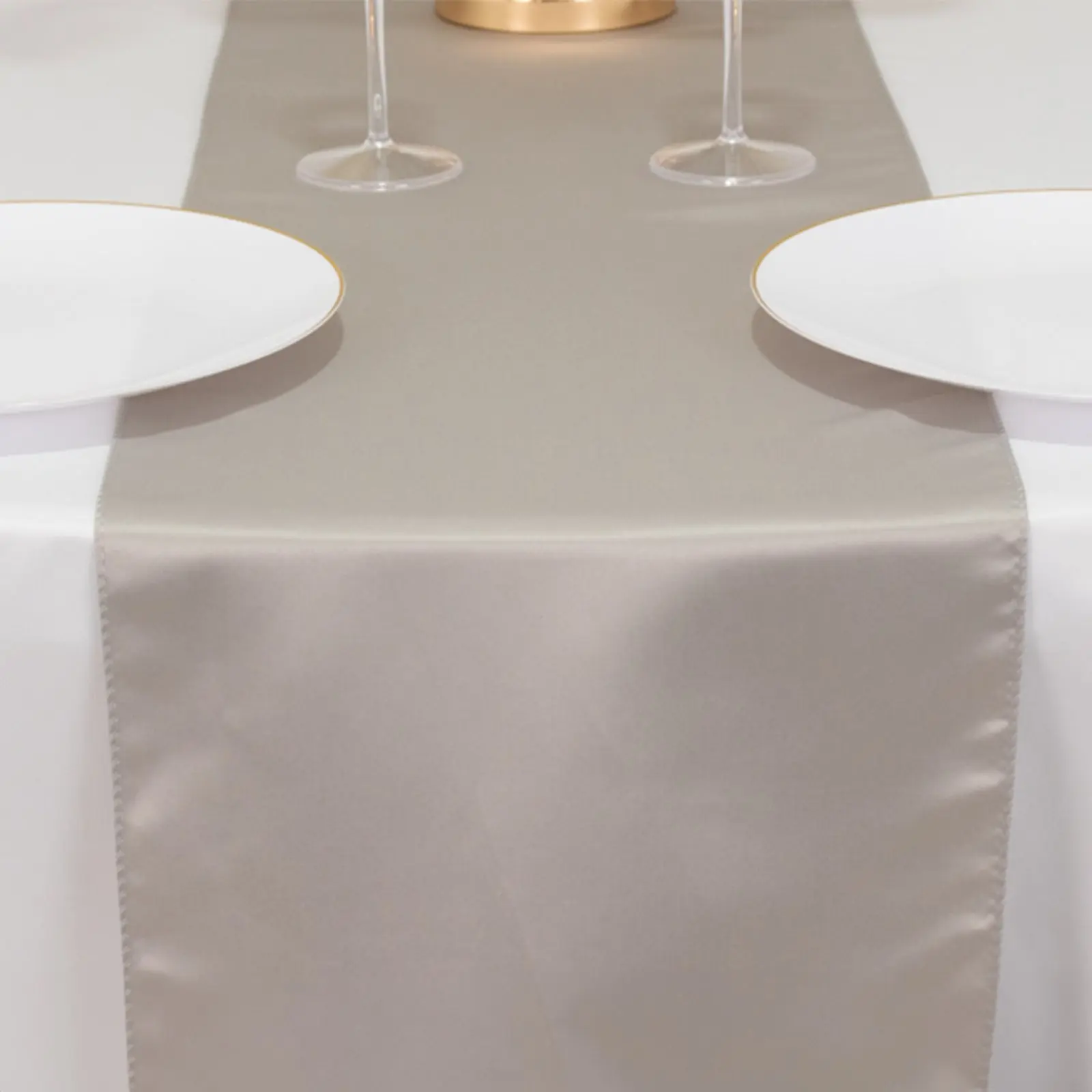 Lamour Satin Table Runner 12"x108" Silver - Lustrous Wedding Decor