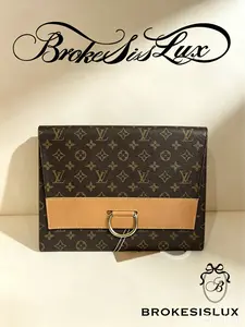 Pre-owned Louis Vuitton Vintage Monogram Canvas Envelope Clutch Bag with Leather Strap Detail
