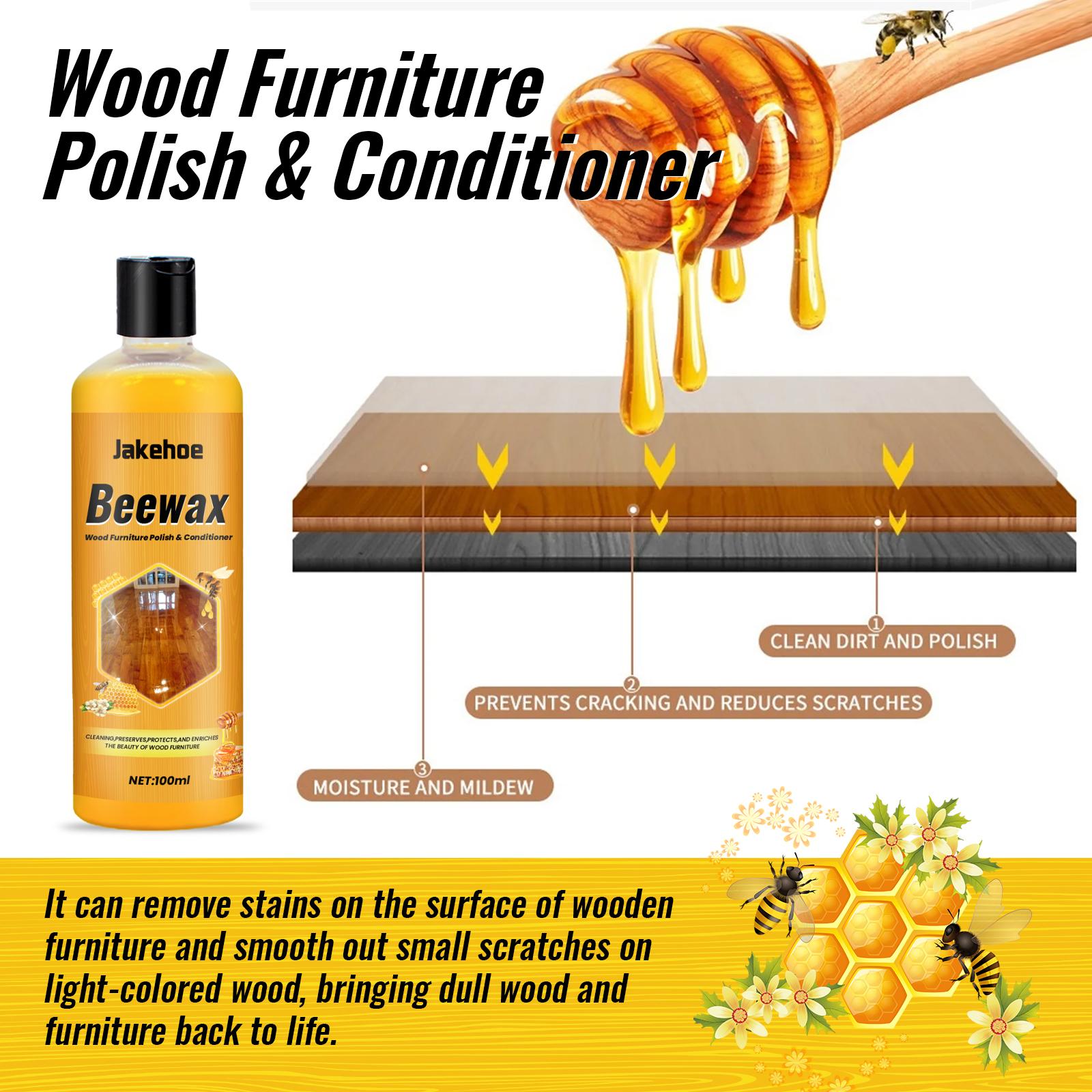 Jakehoe16  Beeswax Wood Polish Spray – Natural, Non-Greasy Formula for a High-Gloss Shine & Superior Surface Protection