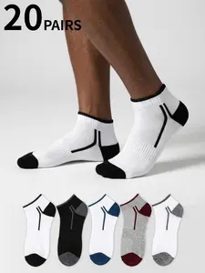 20 pairs of unisex ankle socks, breathable and quick-drying, perfect for year-round athletic wear and comfortable everyday use. Men's athletic socks, breathable spring/summer athletic socks.